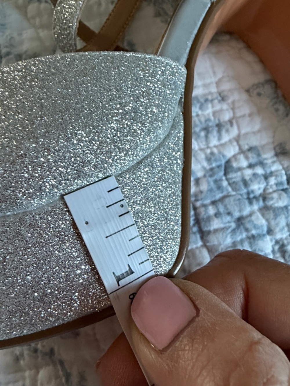 IDIFU Silver Glitter Platform Heels with Ankle Strap - Picture 7 of 8